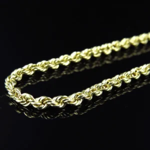 10K Yellow Gold 2MM Hollow Rope Chain Necklace
