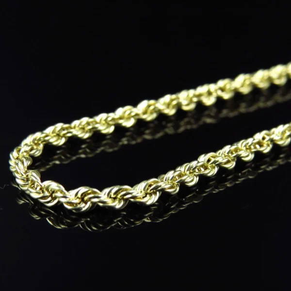 10K Yellow Gold 2MM Hollow Rope Chain Necklace