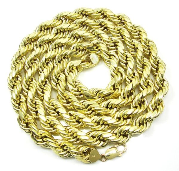 10K Yellow Gold 4MM Rope Chain Diamond Cut Necklace - Image 2