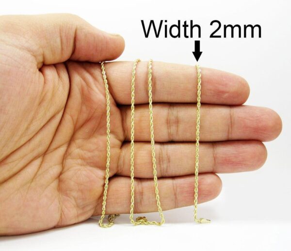 10K Yellow Gold 2MM Hollow Rope Chain Necklace - Image 3