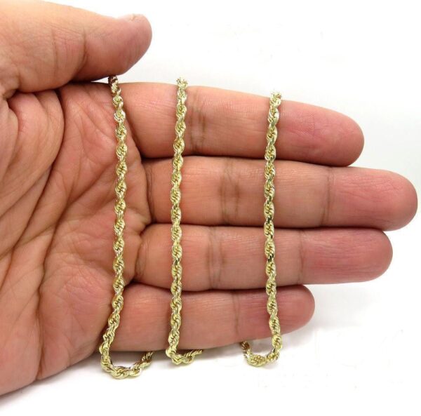 10K Yellow Gold 4MM Rope Chain Diamond Cut Necklace - Image 4